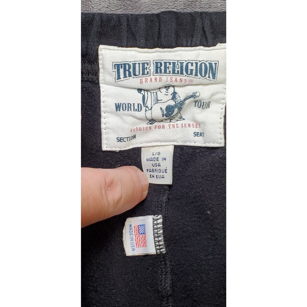 True Religion Basic Sweatpants Unisex Black Size L 100% Cotton Made In USA C32 - Picture 6 of 9